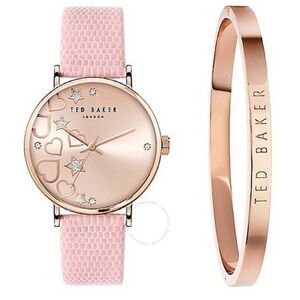 Ted Baker Phylipa Pink Rose Gold Hearts & Stars Watch & Bracelet Gift Set